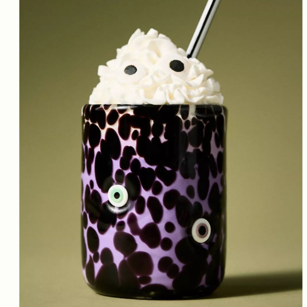 NWT Anthropologie Evil Eye Halloween Cup Artsy Glass The Mystic Icon Juice Glass